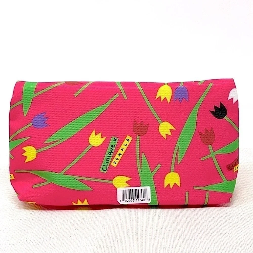 🌺 Donald X Clinique Limited Edition Spring Neon Makeup Cosmetics Pouch